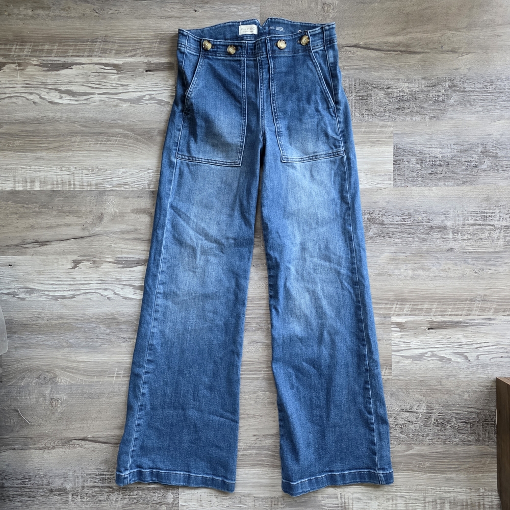 Pilcro The Kit High-Rise Wide-Leg Utility Jeans Relaxed Anthropologie Size 26